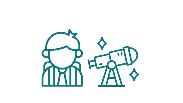 icon child looking through telescope